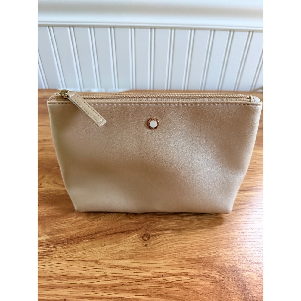 Bvlgari Emirates Champagne Gold Faux Leather Cosmetic Makeup Pouch Bag Small